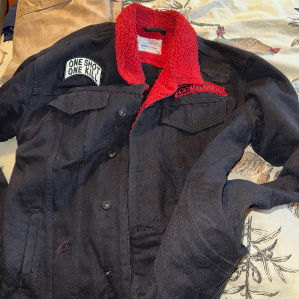 Smoke Rise Black and Red Men's Motorcycle Jacket XXL